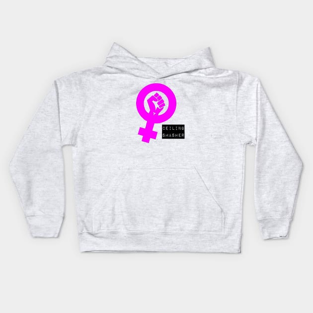 Feminist symbol CEILING SMASHER pink Kids Hoodie by thehollowpoint